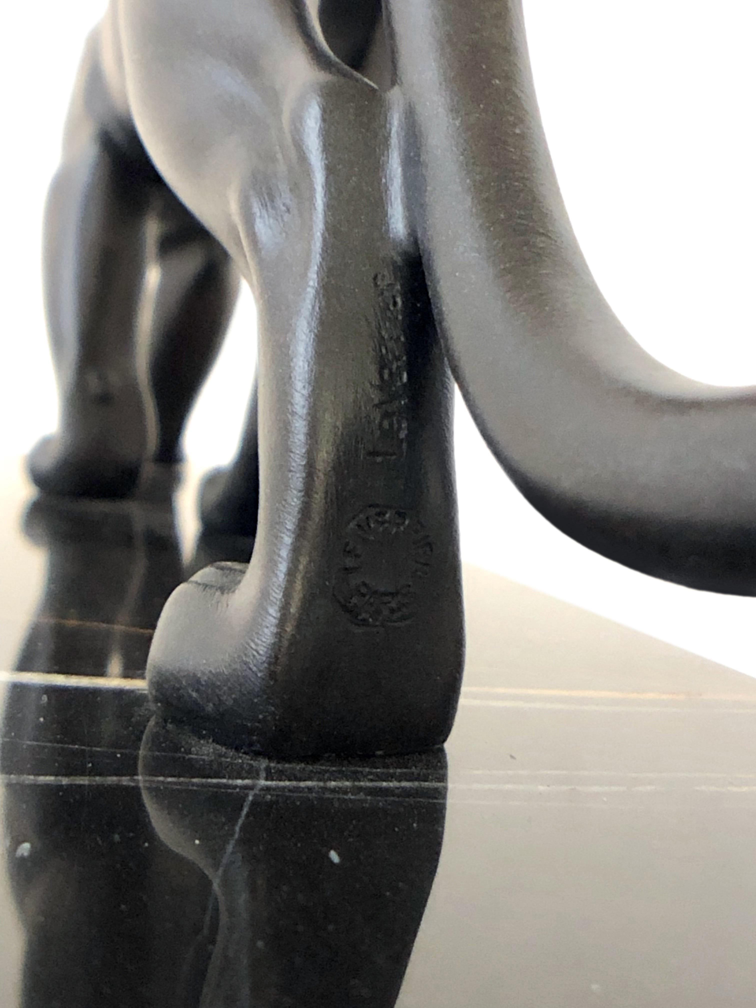 Escultura Animal Ouganda Pantera Negra Estilo Art Déco Francés de Max Le Verrier en Bueno Estado en Ulm, DE