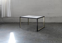 Ouija Board Table in Steel, Etched Carrara Marble and Brass Accents & Planchette