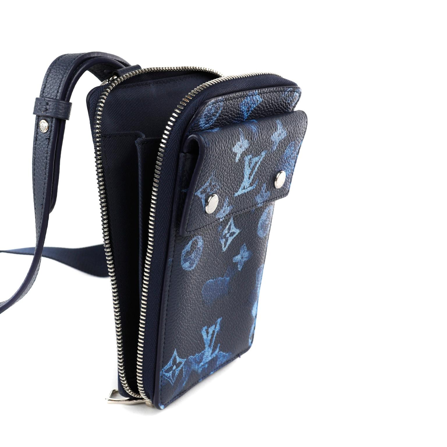 Black ouis Vuitton Blue Monogram Watercolor Crossbody Phone Case Ltd. Edition