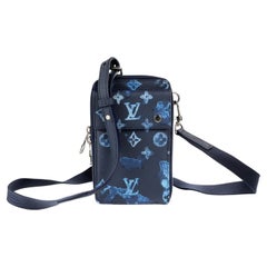 Ouis Vuitton Blaues Monogramm Aquarell Crossbody Phone Case Ltd. Ausgabe