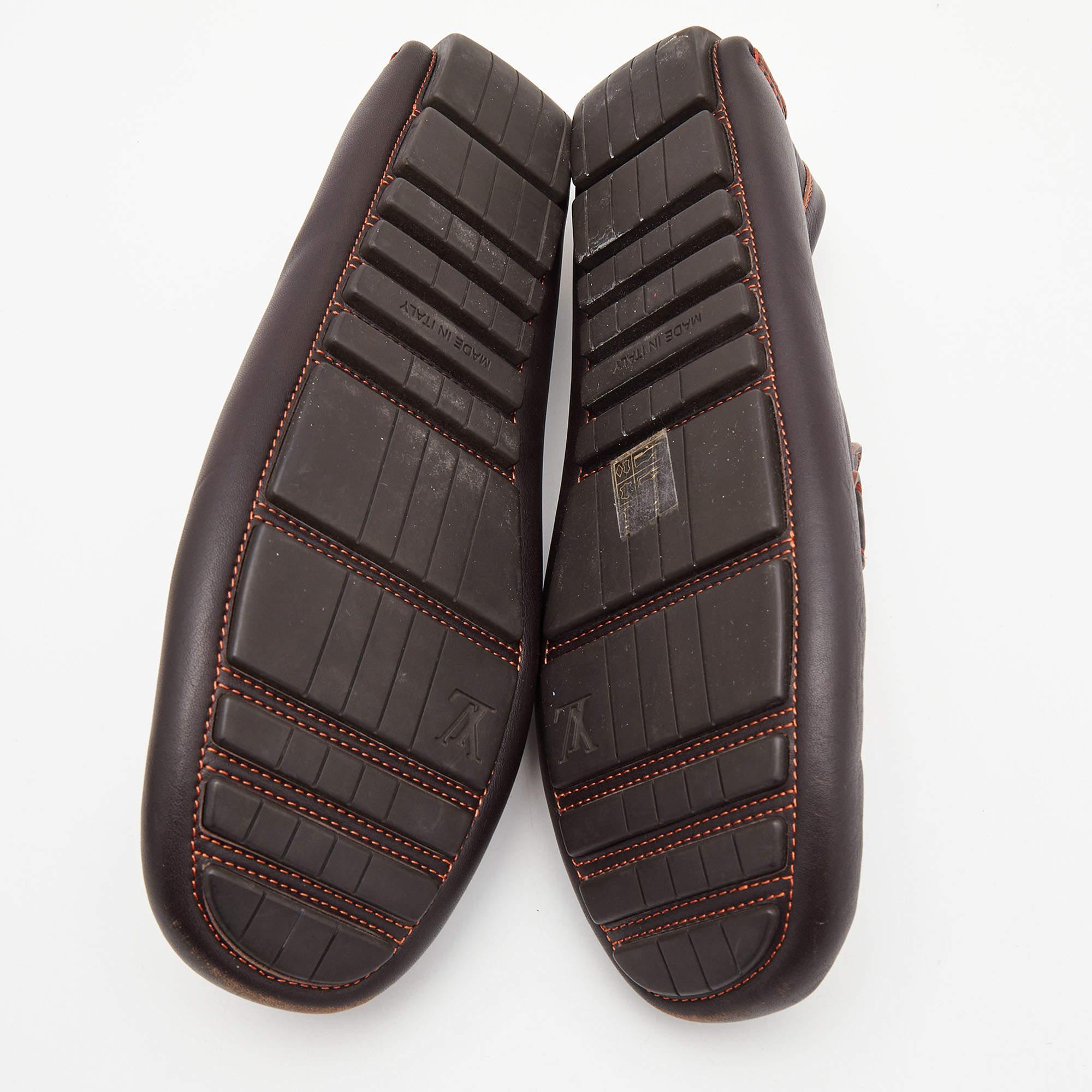 Black ouis Vuitton Brown Leather Lombok Loafers For Sale