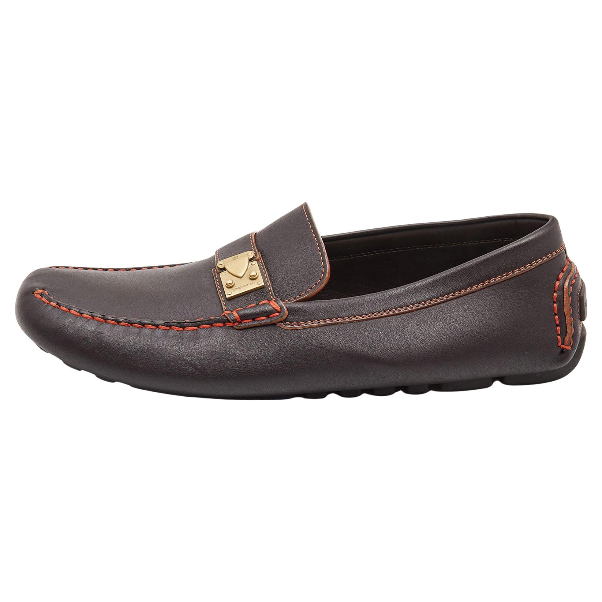 ouis Vuitton Brown Leather Lombok Loafers For Sale