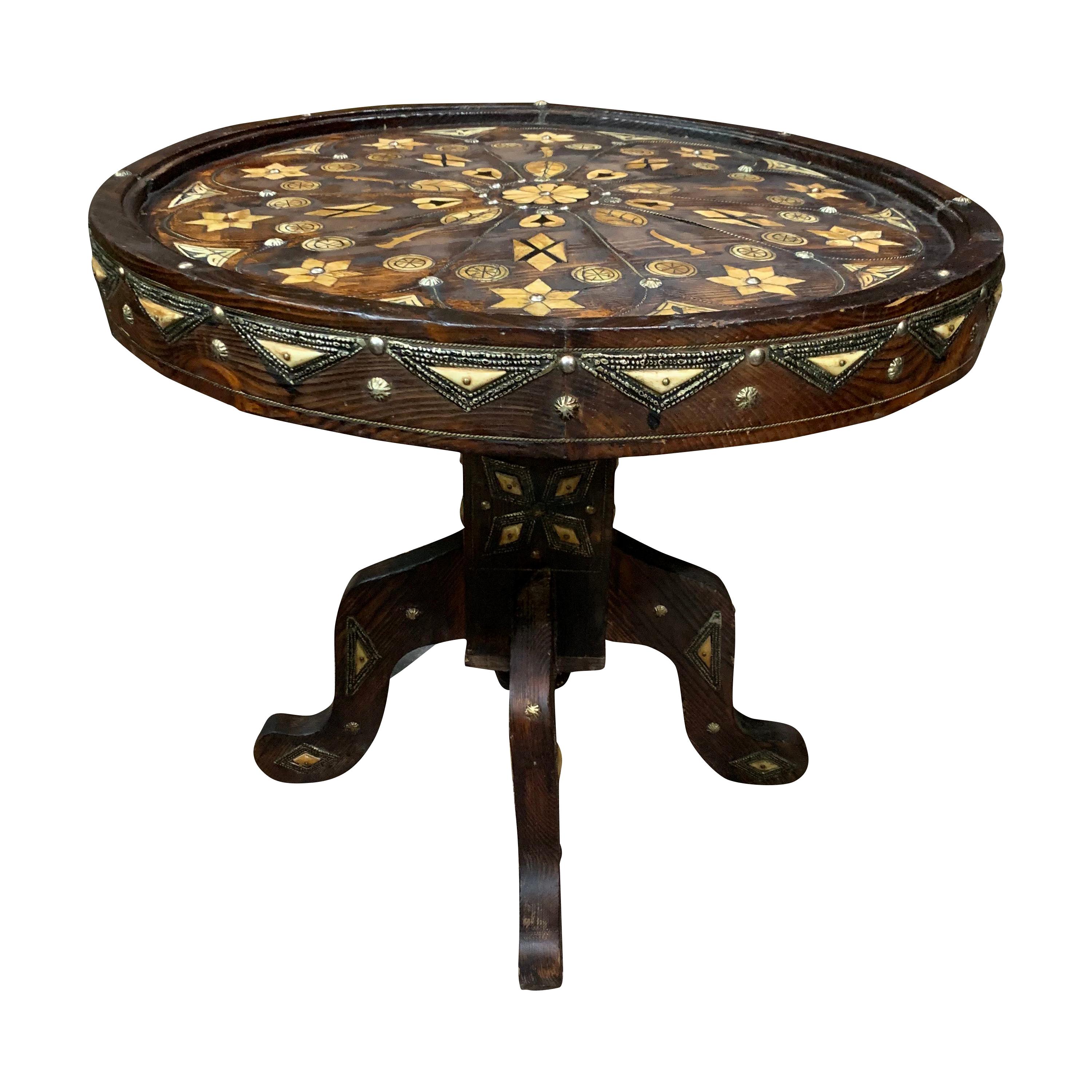 Oujda Region Round Side Table, Morocco, 1920s