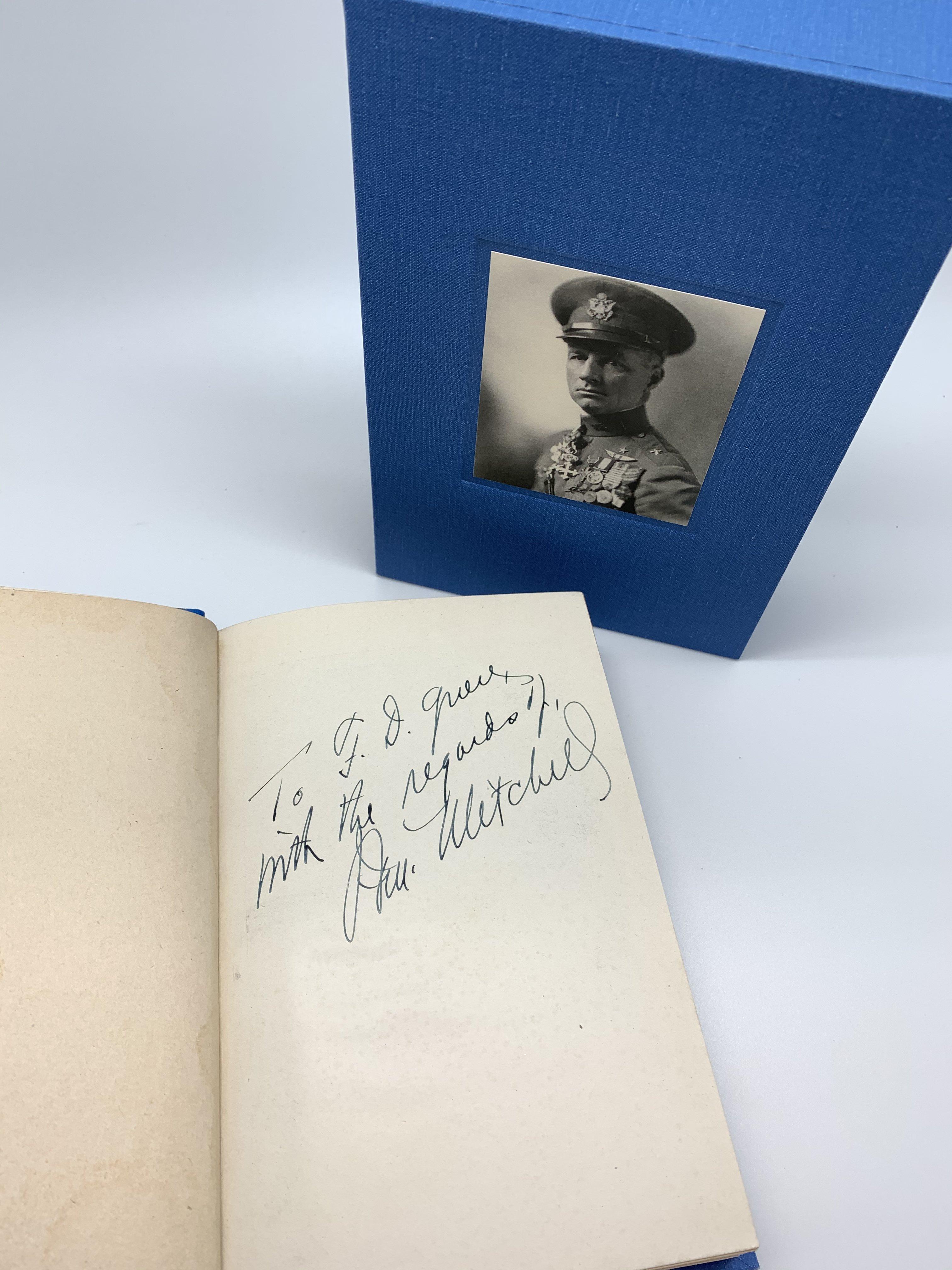 Mitchell, William. Our Air Force: The Keystone of National Defense. New York: E. P. Dutton & Co., 1921. Signed and inscribed by Mitchell. First edition, later printing. Rebound and housed in archival slipcase. 

Presented is a first edition of Our