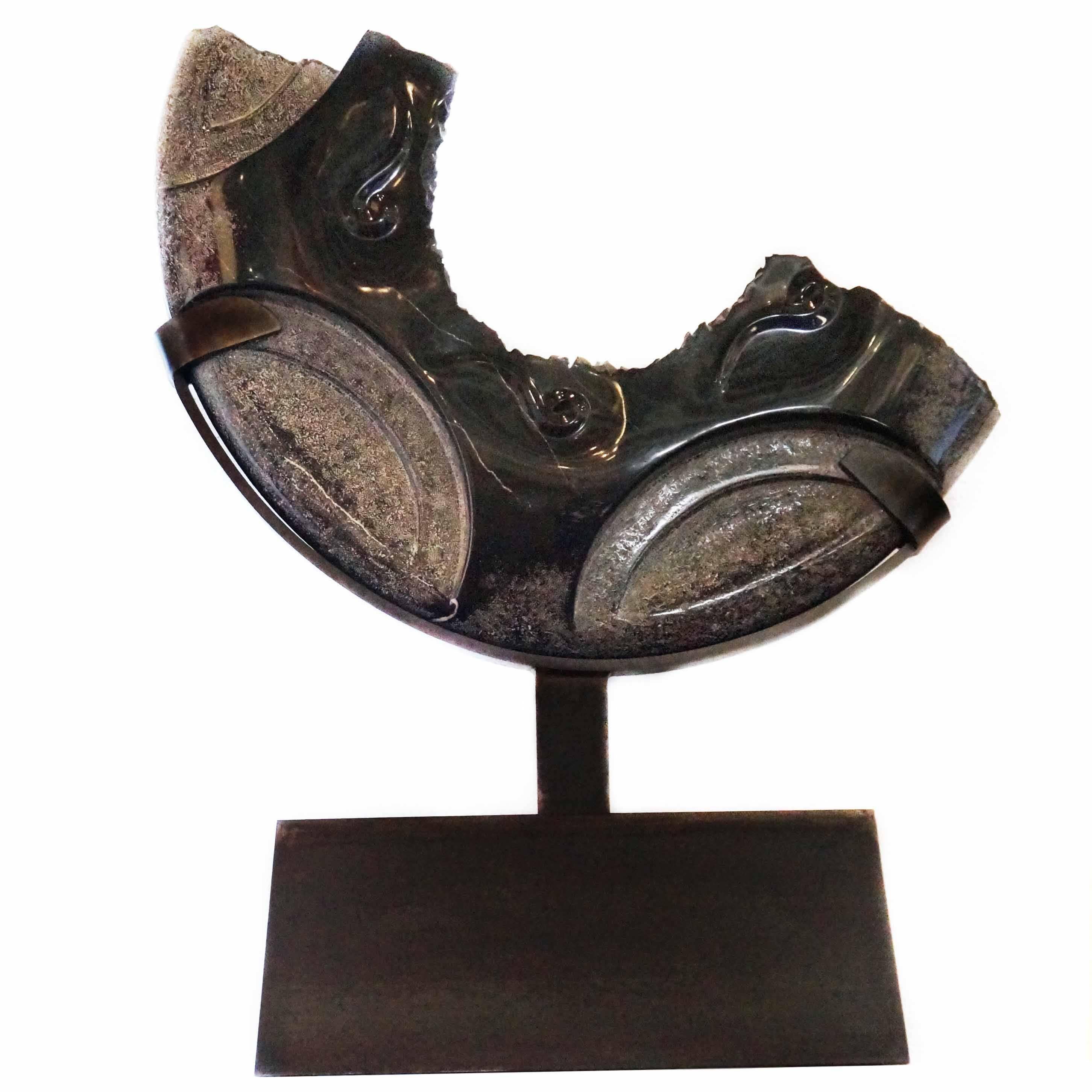 Our Broken Inheritance, Black Marble Sculpture by Hector Alvarado For Sale