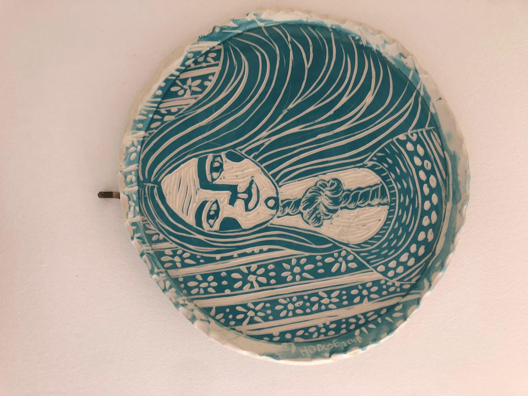 Our History Here, 2018, Carved Porcelain Plate In Excellent Condition In Miami Beach, FL