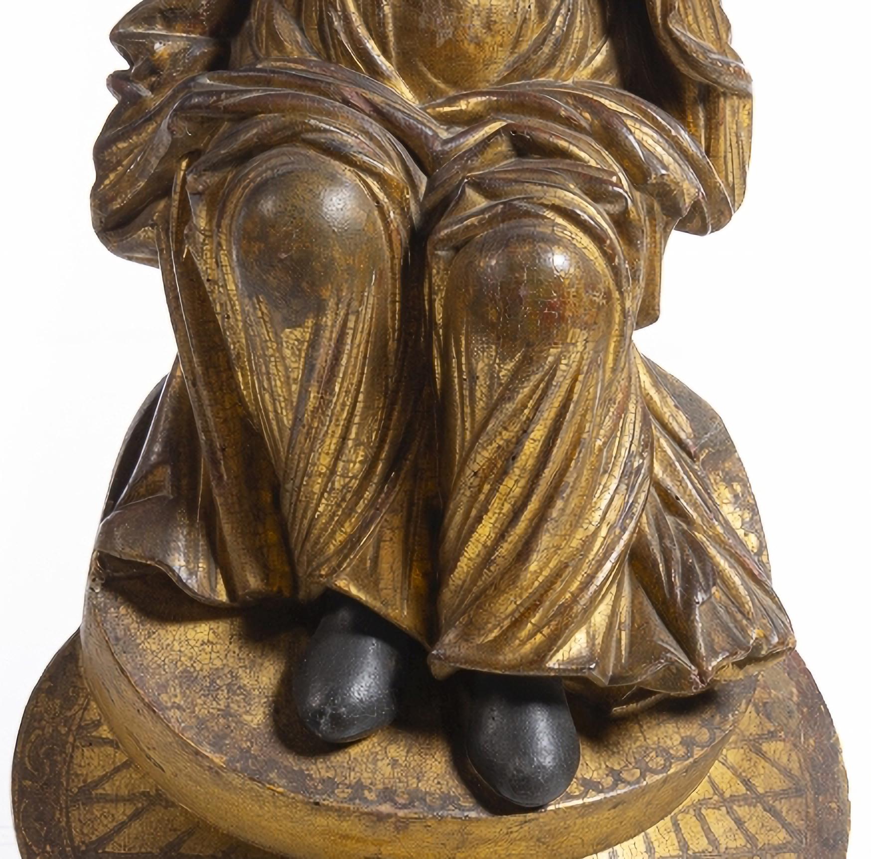 UNSERE FRAU VON ASCENSION  Portugiesische Skulptur, 17. Jahrhundert, H: 125 cm (Barock) im Angebot
