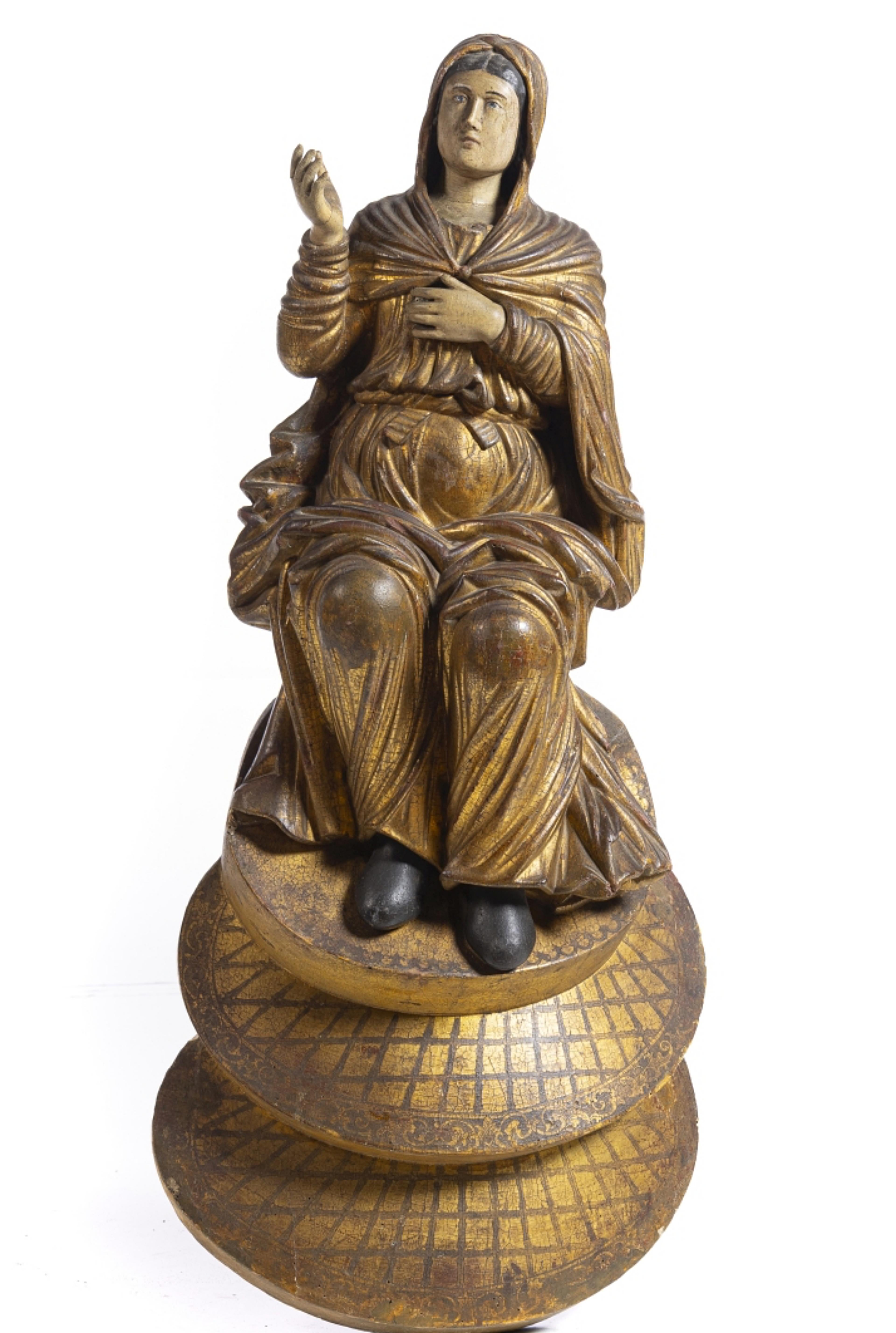 UNSERE FRAU VON ASCENSION  Portugiesische Skulptur, 17. Jahrhundert, H: 125 cm im Zustand „Gut“ im Angebot in Madrid, ES