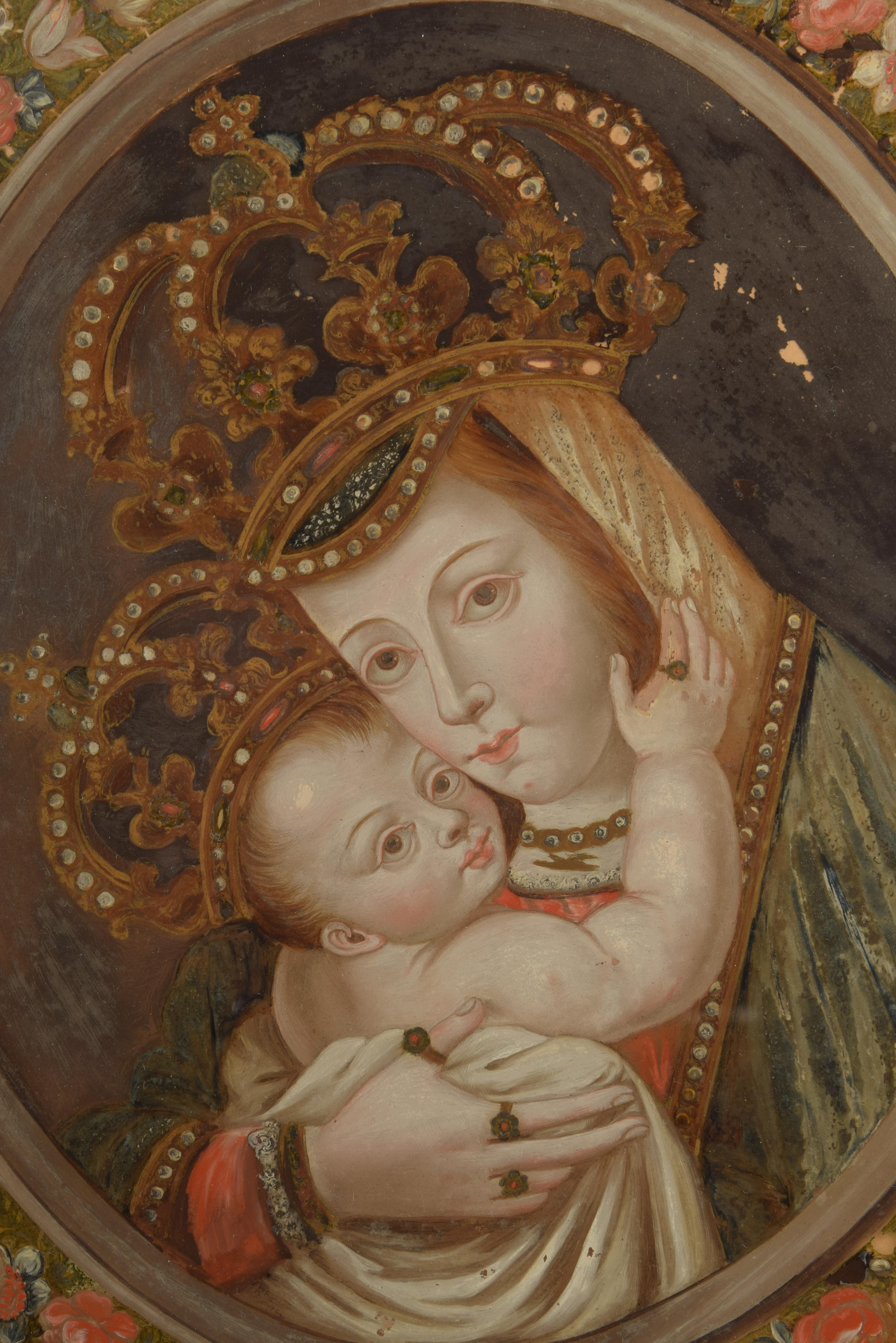 Spanish Our Lady of Bethlehem, Paint on Glass, Wood, Etc, 18th Century