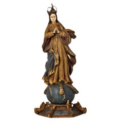 Indo-portuguesische Skulptur „OUR LADY OF CONCEPTION“ aus dem 18. Jahrhundert