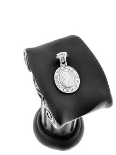 Our Lady of Graces Medal Pendant White Gold and Diamonds