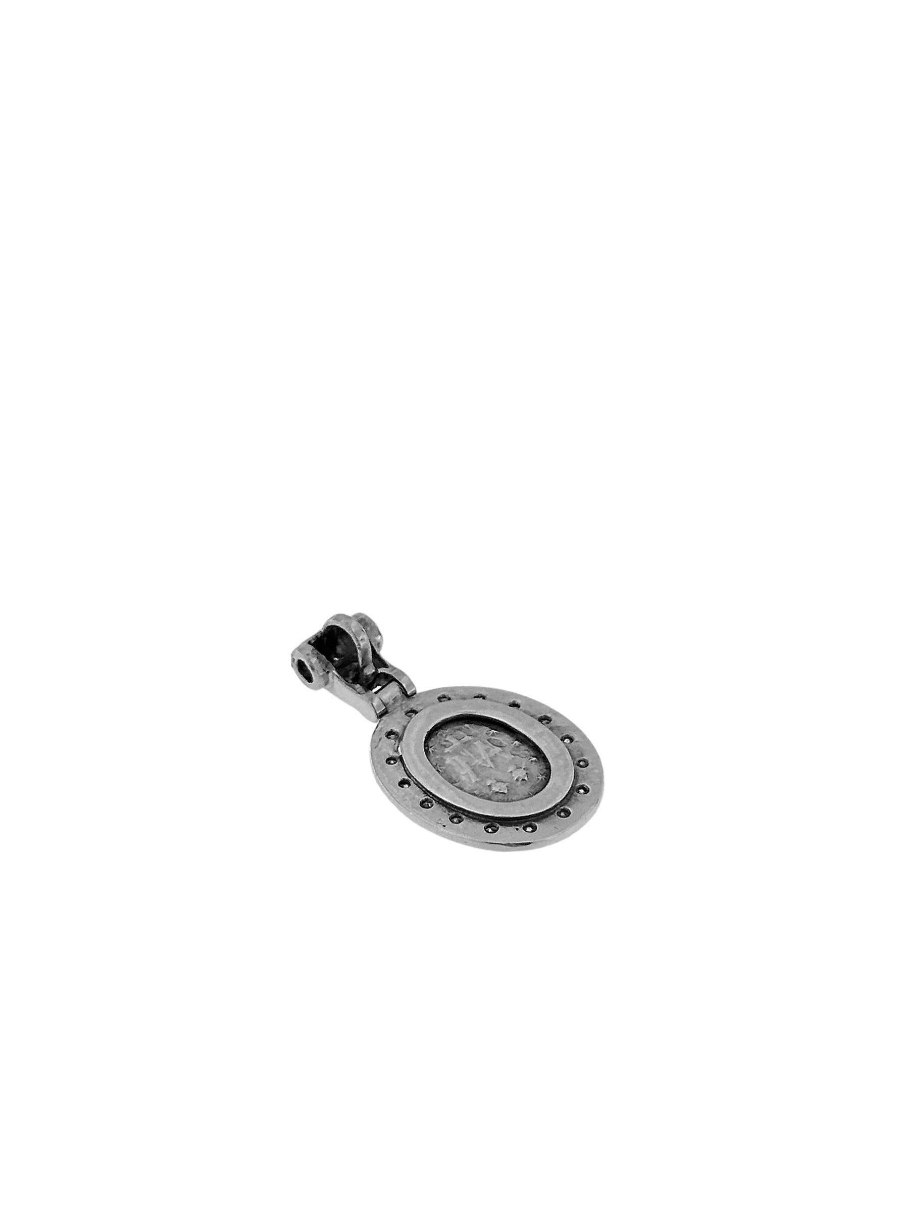 Brilliant Cut Our Lady of Graces Medal Pendant White Gold and Diamonds For Sale