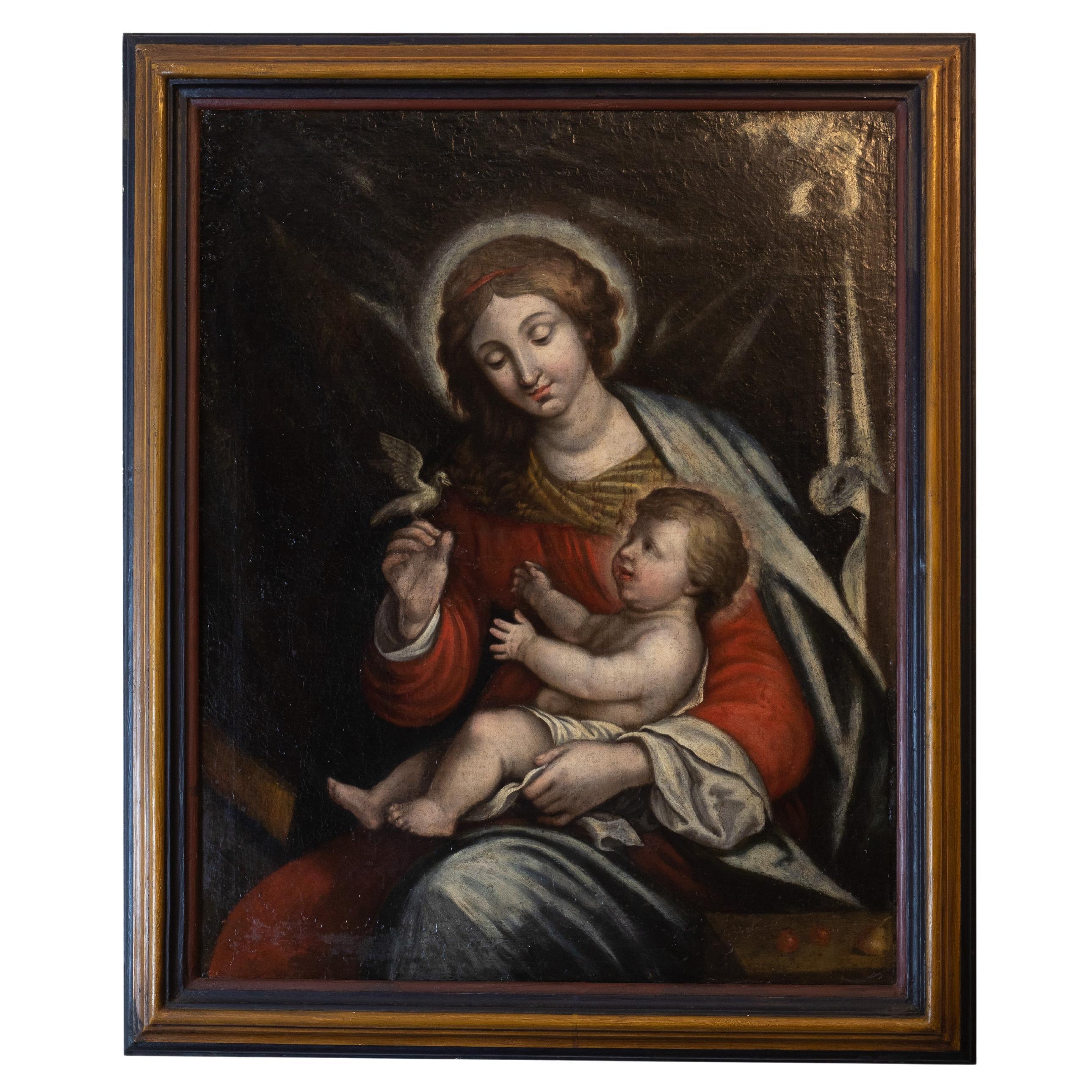 Our Lady of Peace Italian Renaissance Religious Painting, 18th Century in vendita