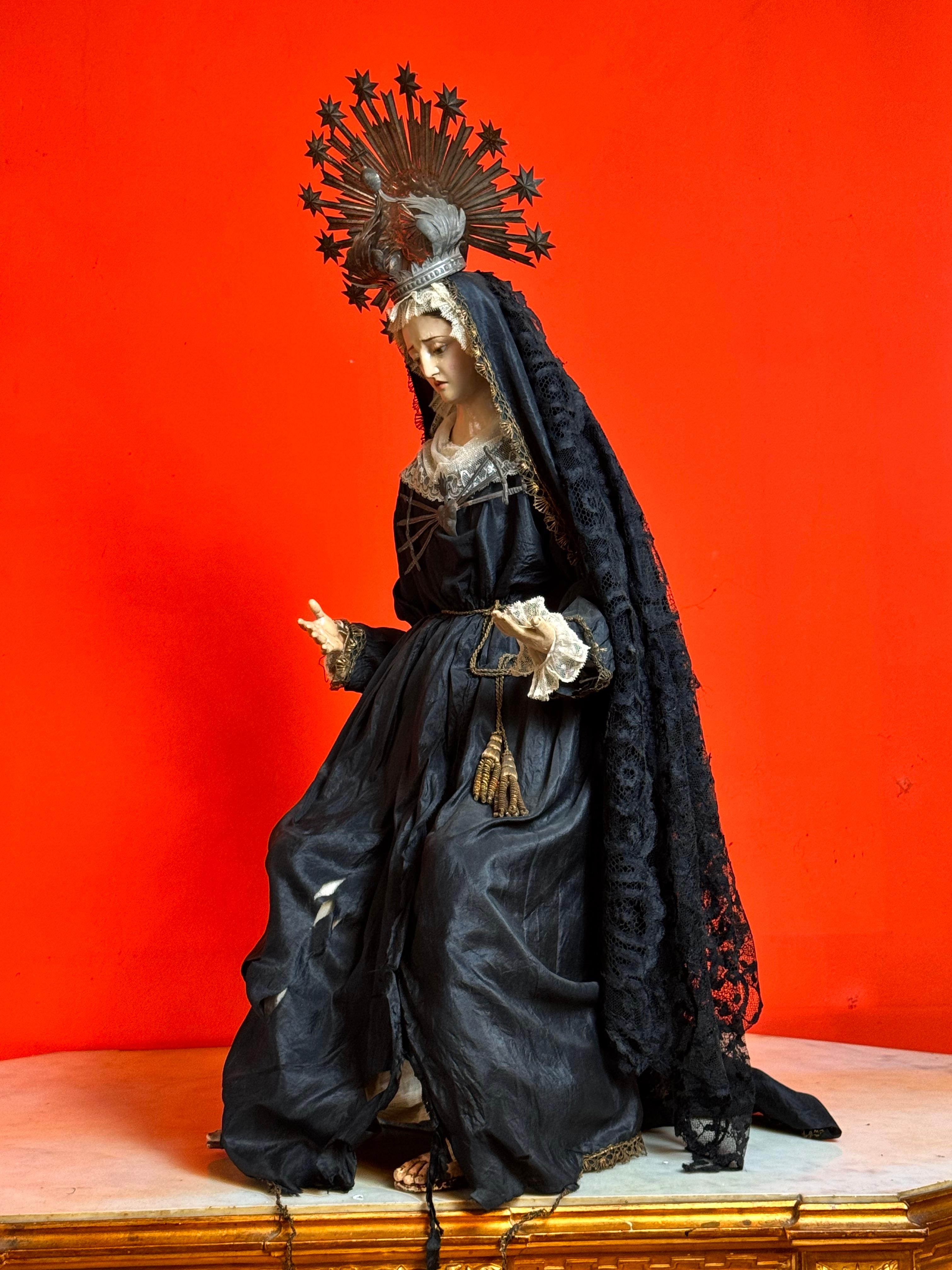 Our Lady of Sorrows, dressed in robes, 19th century. in vendita 3