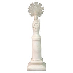 Our Lady of The Pillar de Zaragoza. Alabaster. Espagne, 19e siècle.
