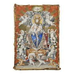 Antique Our Lady of the Rosary, Vellum, 18th Century