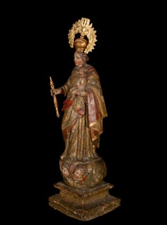 Our Lady of the Rosary with Child, polychrome wood carving, 18th century