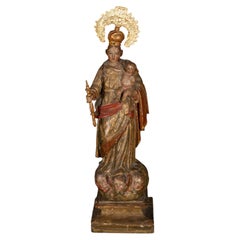 Our Lady of the Rosary with Child, polychrome wood carving, 18th century