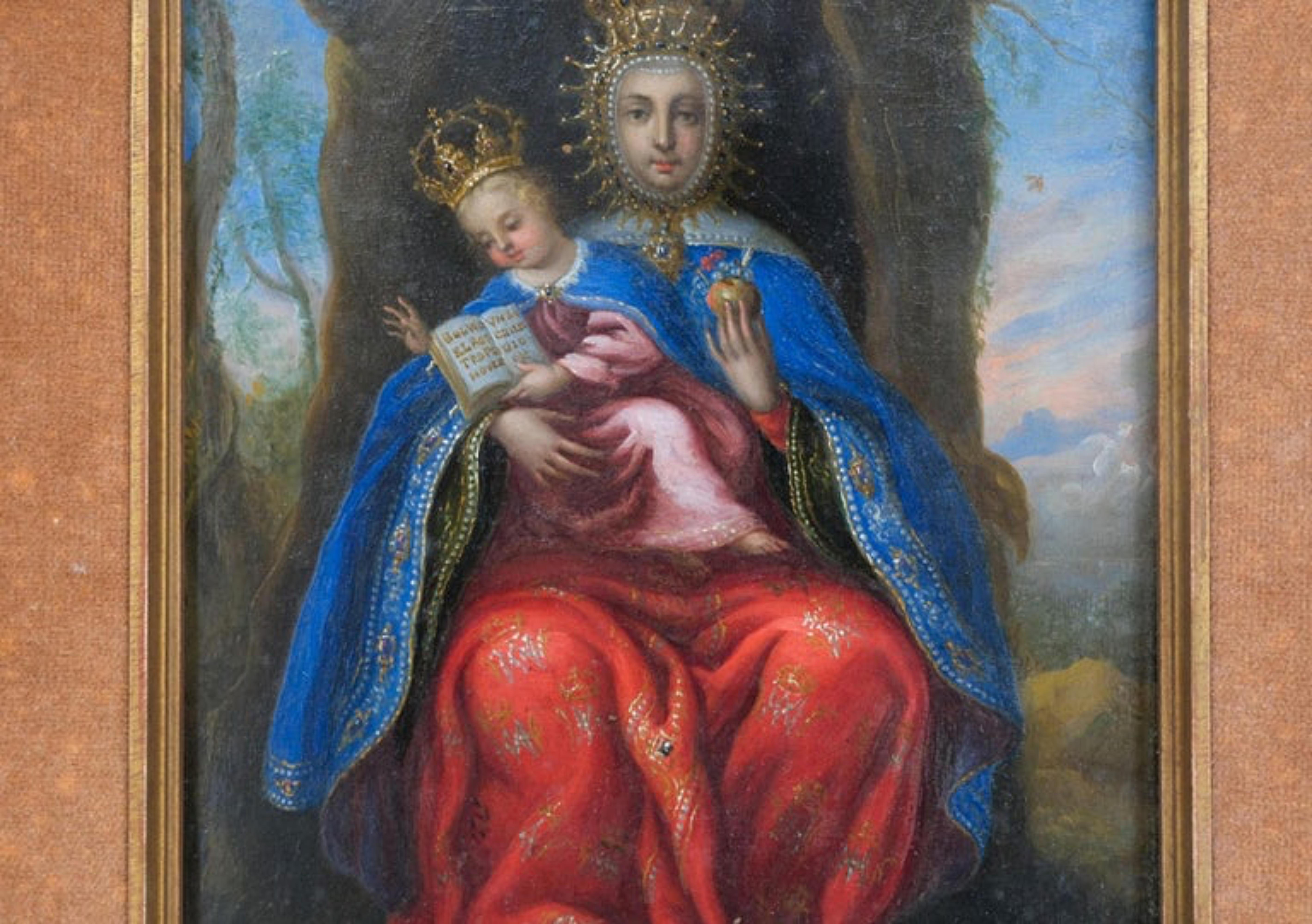 Spanish Our Lady of Valvanera, Oil on Copper. Spain, 17th century. For Sale