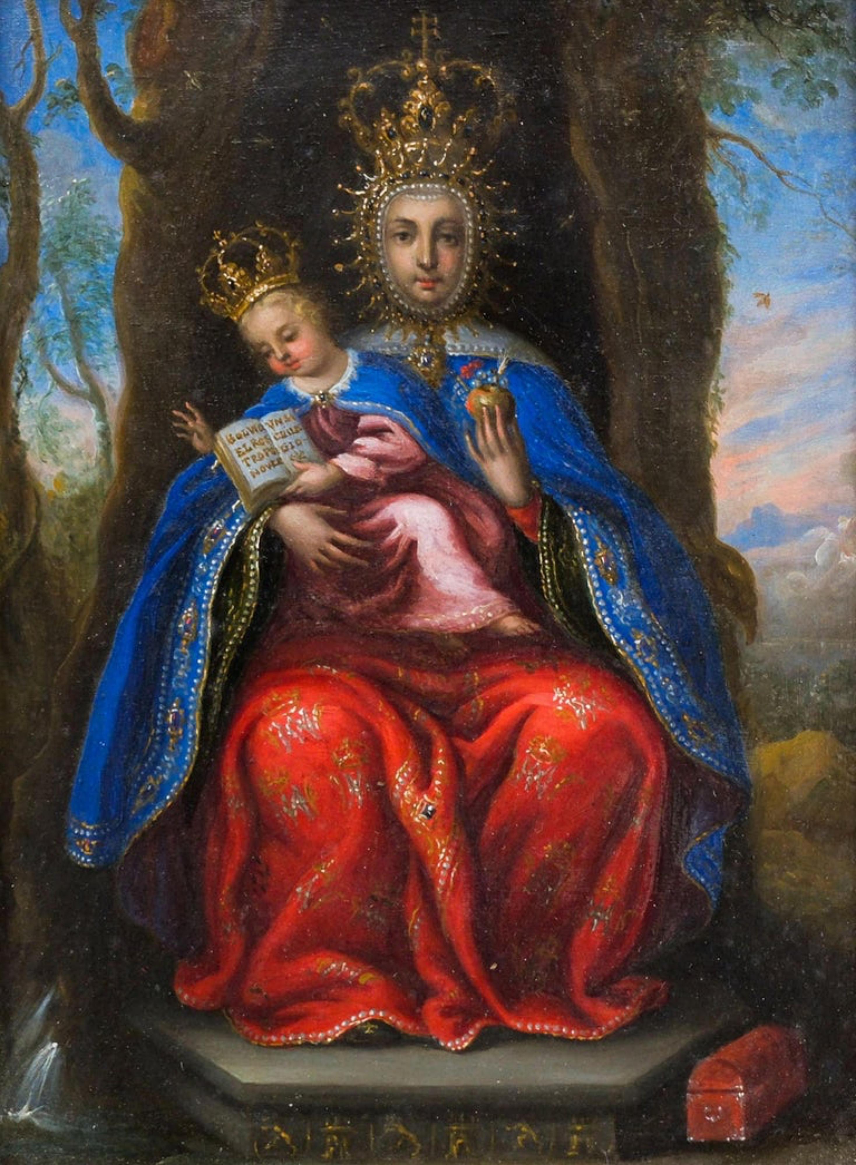Paint Our Lady of Valvanera, Oil on Copper. Spain, 17th century. For Sale
