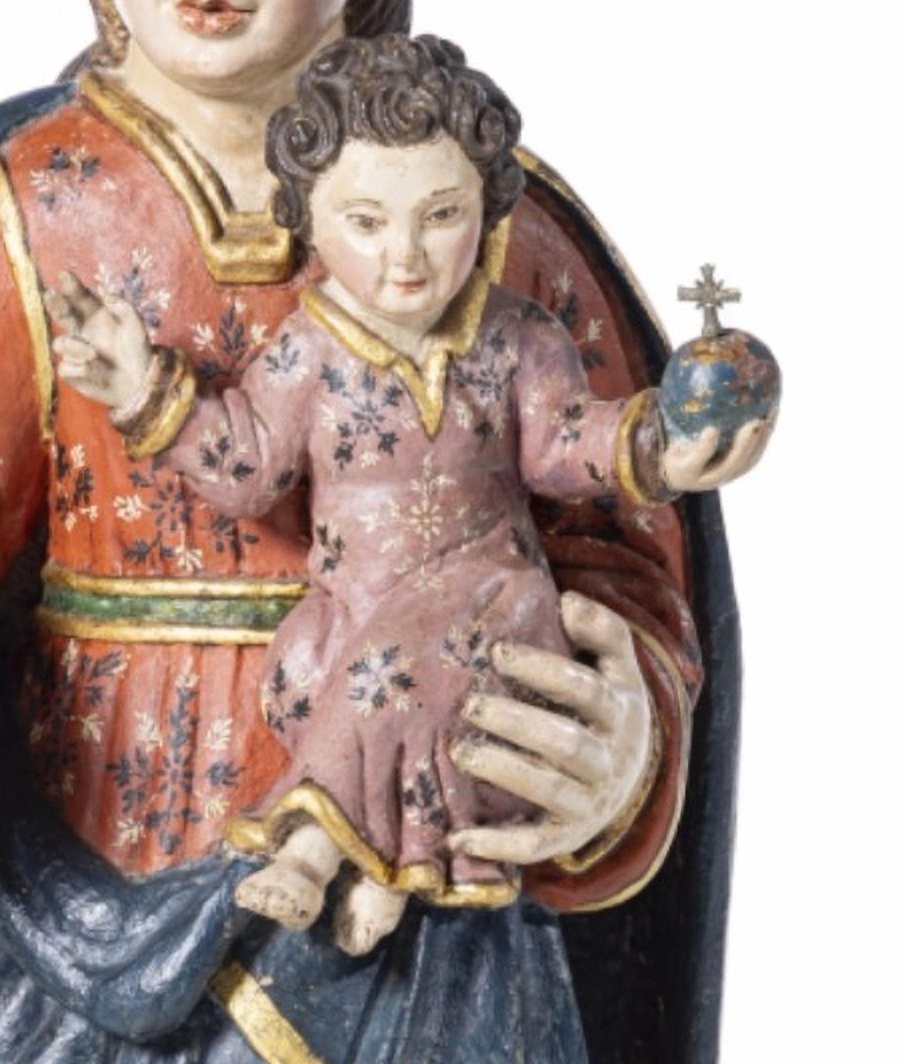 OUR LADY WITH CHILD JESUS SAVIOR OF THE WORLD 17. Jahrhundert (Renaissance) im Angebot