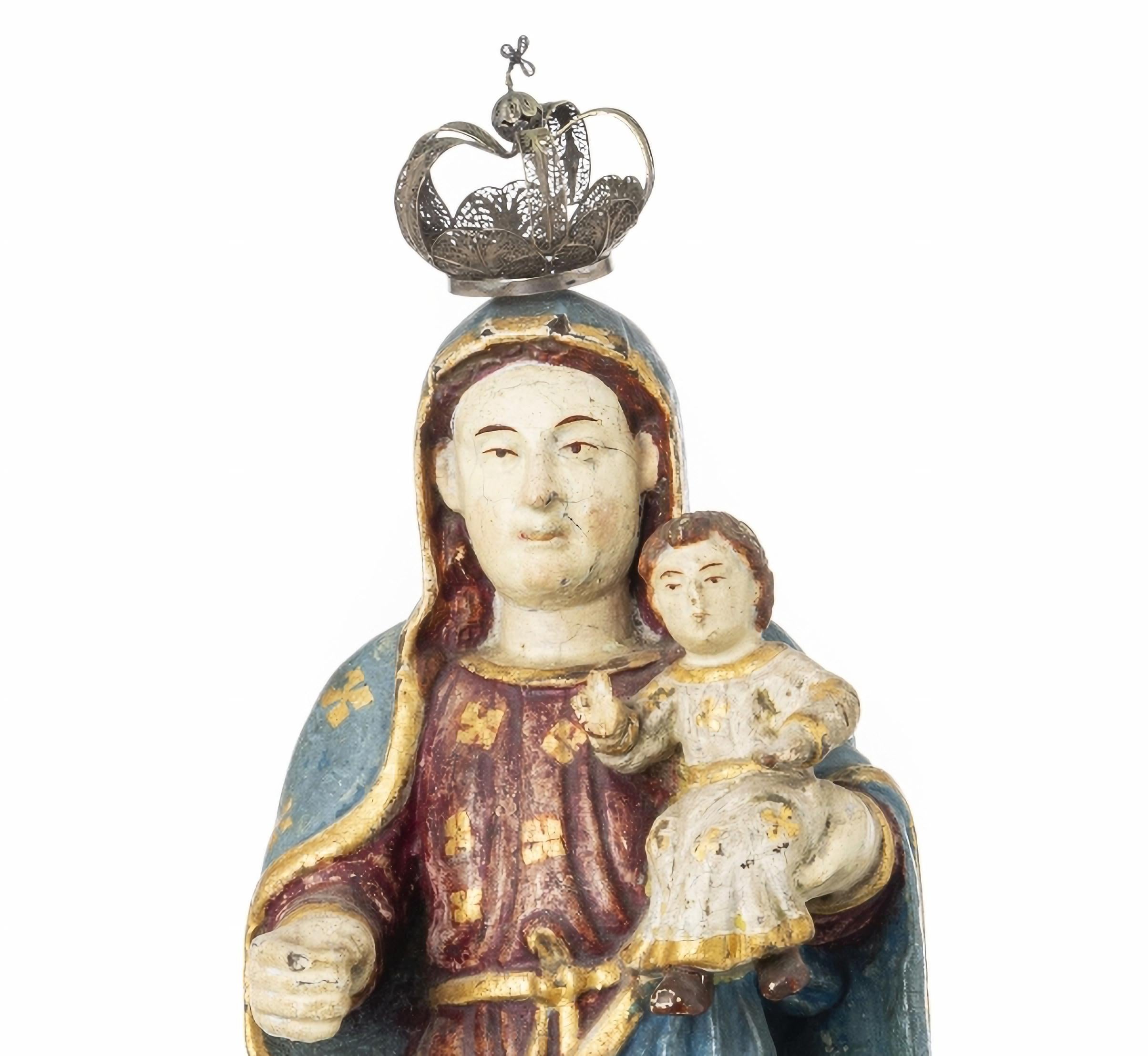 Baroque OUR LADY WITH THE BOY JESUS  Indo-Portuguese sculpture, !7th Century For Sale