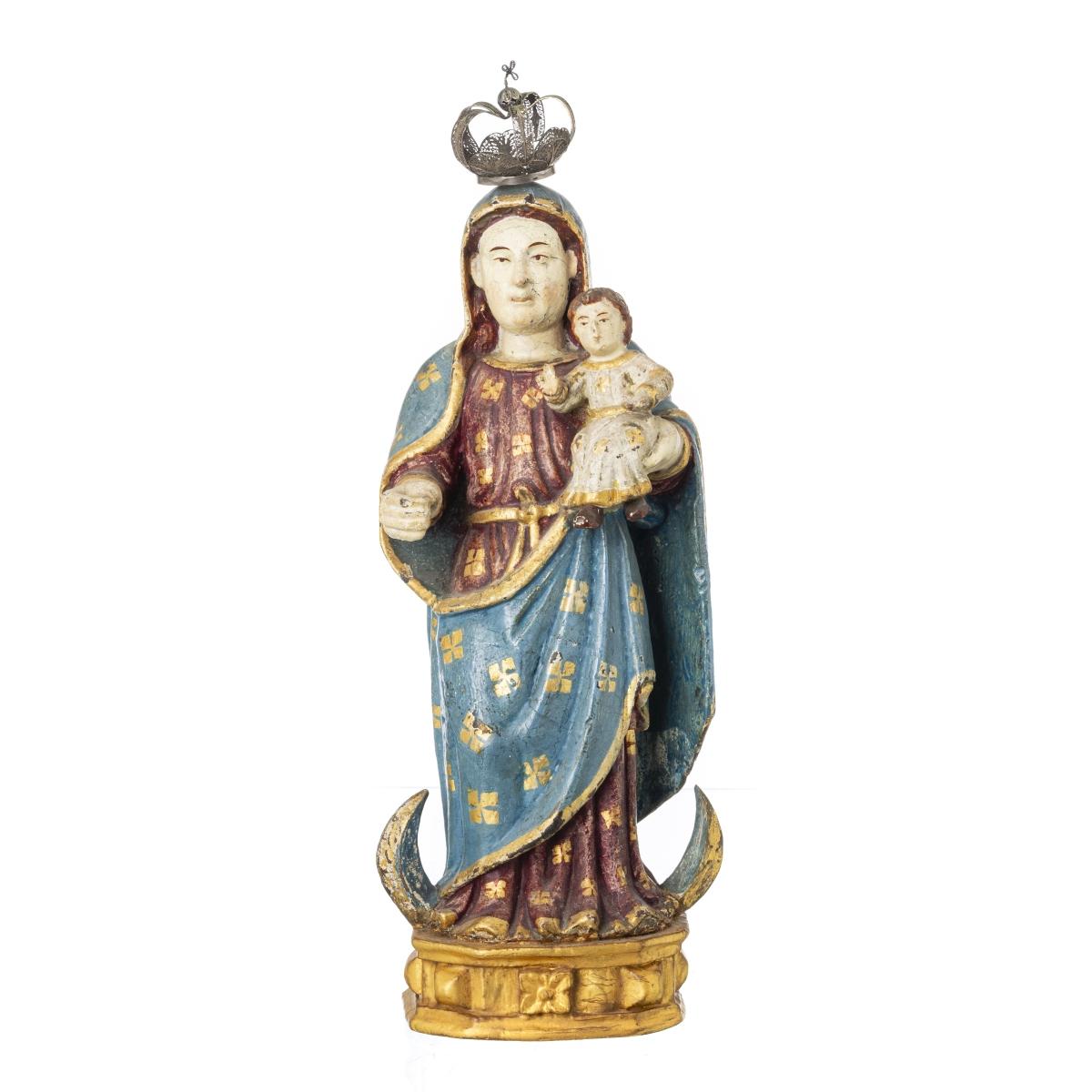 18th Century and Earlier OUR LADY WITH THE BOY JESUS  Indo-Portuguese sculpture, !7th Century For Sale