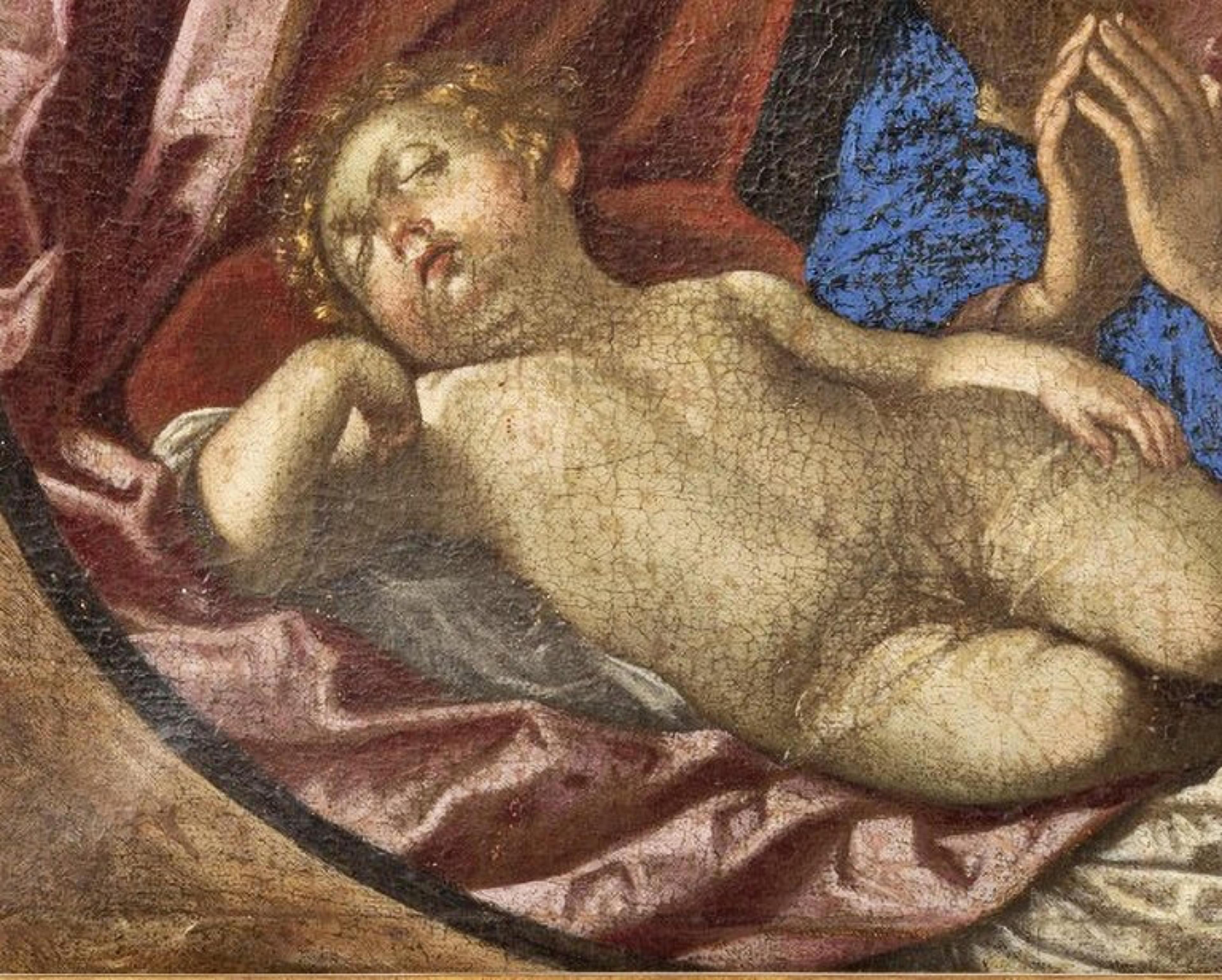 Baroque Our Lady with the Child Jesus 18th Century Italian School For Sale