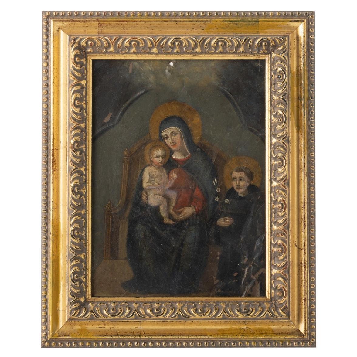 La Vierge à l
Enfant Jésus - Huile sur cuivre - 19e siècle