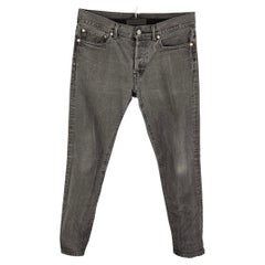 OUR LEGACY Taille 32 Coton gris Slim Button Fly Jeans