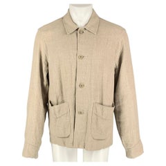OUR LEGACY Size 36 Oatmeal Herringbone Linen Patch Pockets Jacket