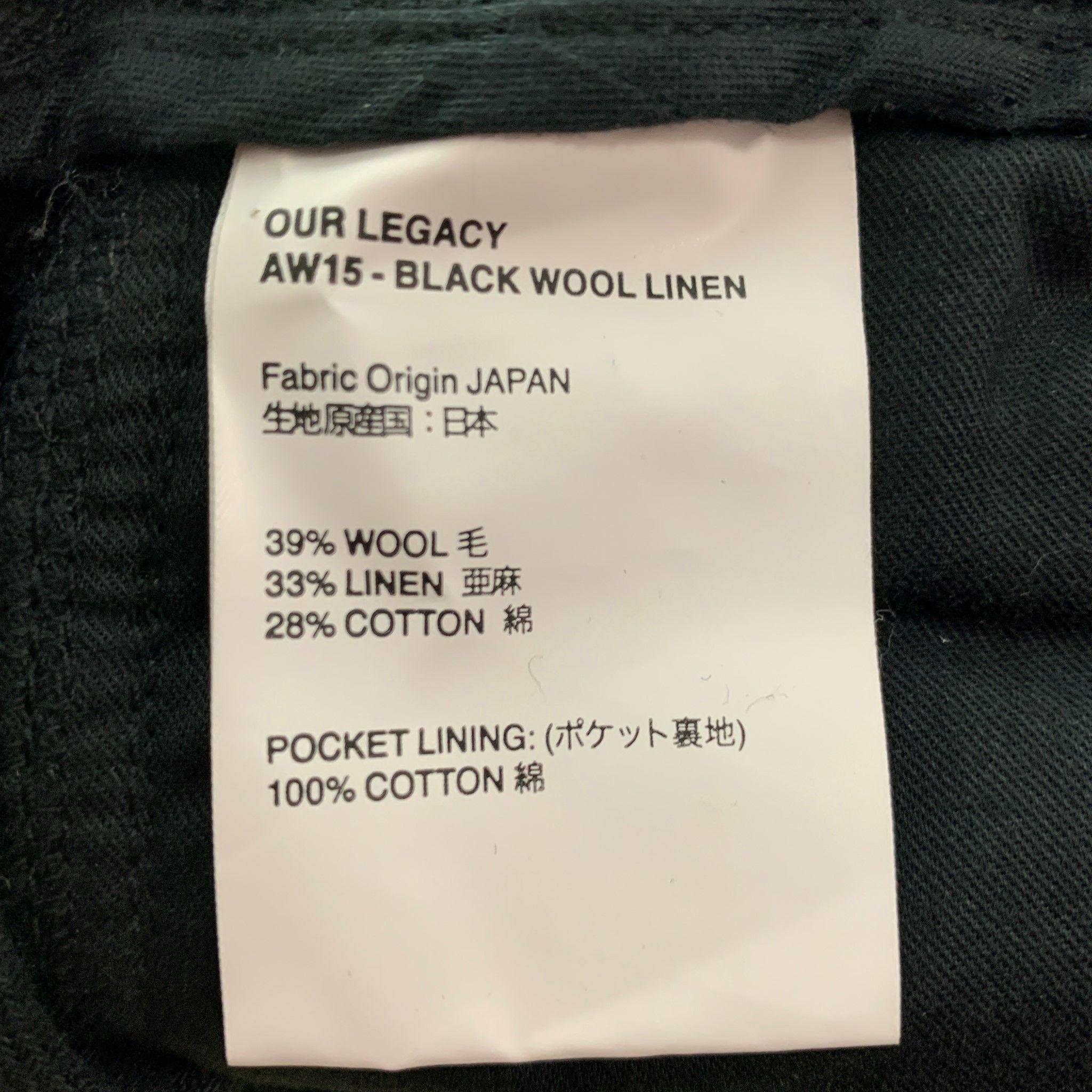 OUR LEGACY Size 38 Black Wool Blend Single Breasted Suit For Sale 3