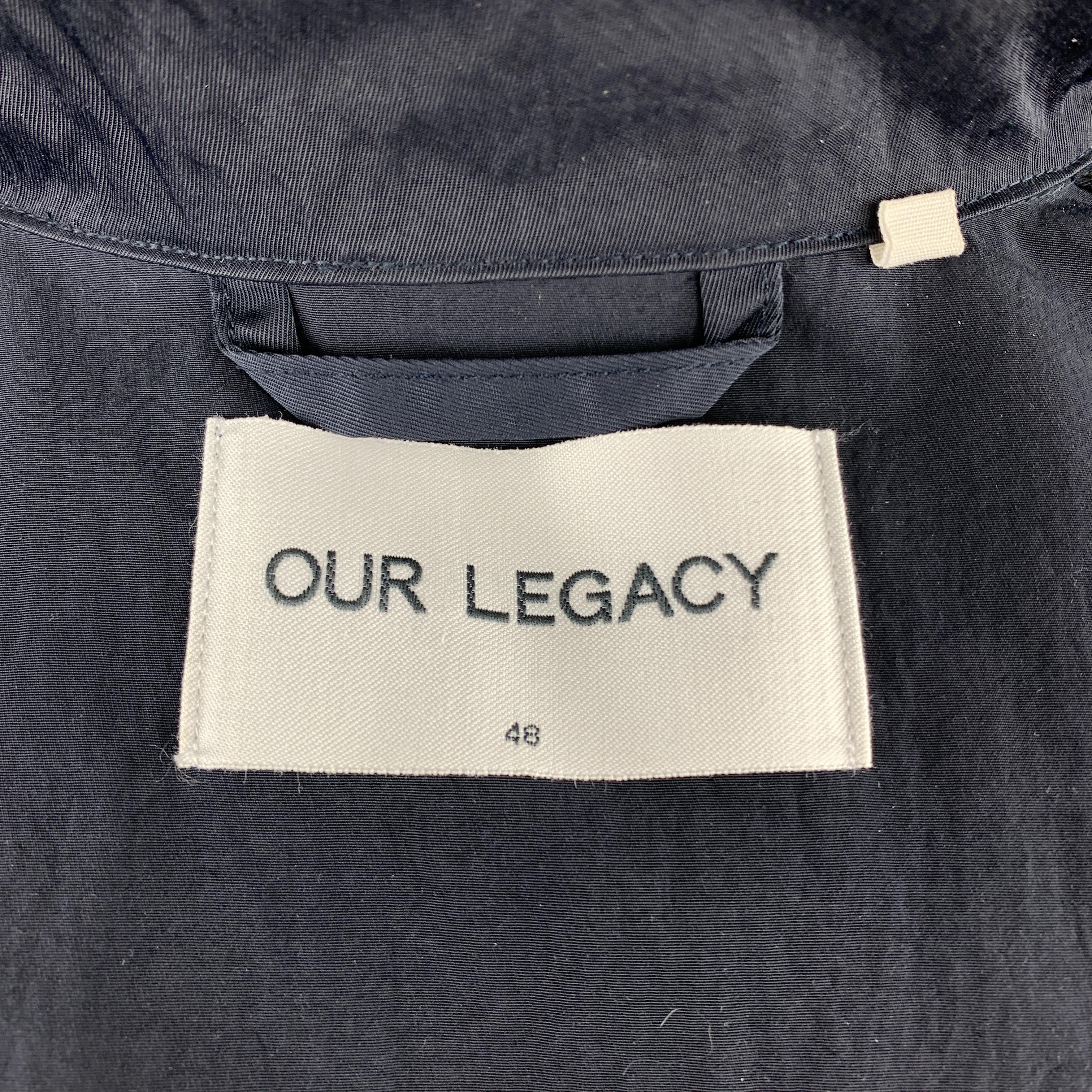 Black OUR LEGACY Size 38 Navy Textured Nylon Zip Jacket