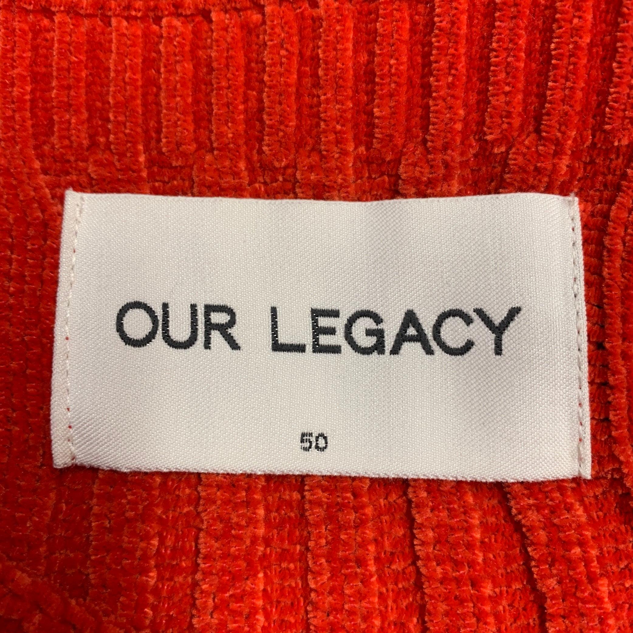OUR LEGACY Size 40 Orange Chenille Ribbed Polyester Crew Neck Pullover In Excellent Condition For Sale In San Francisco, CA