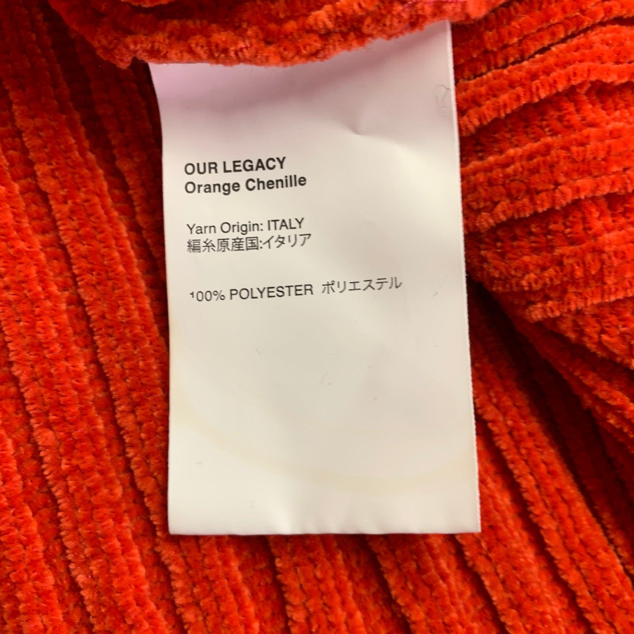 Men's OUR LEGACY Size 40 Orange Chenille Ribbed Polyester Crew Neck Pullover For Sale