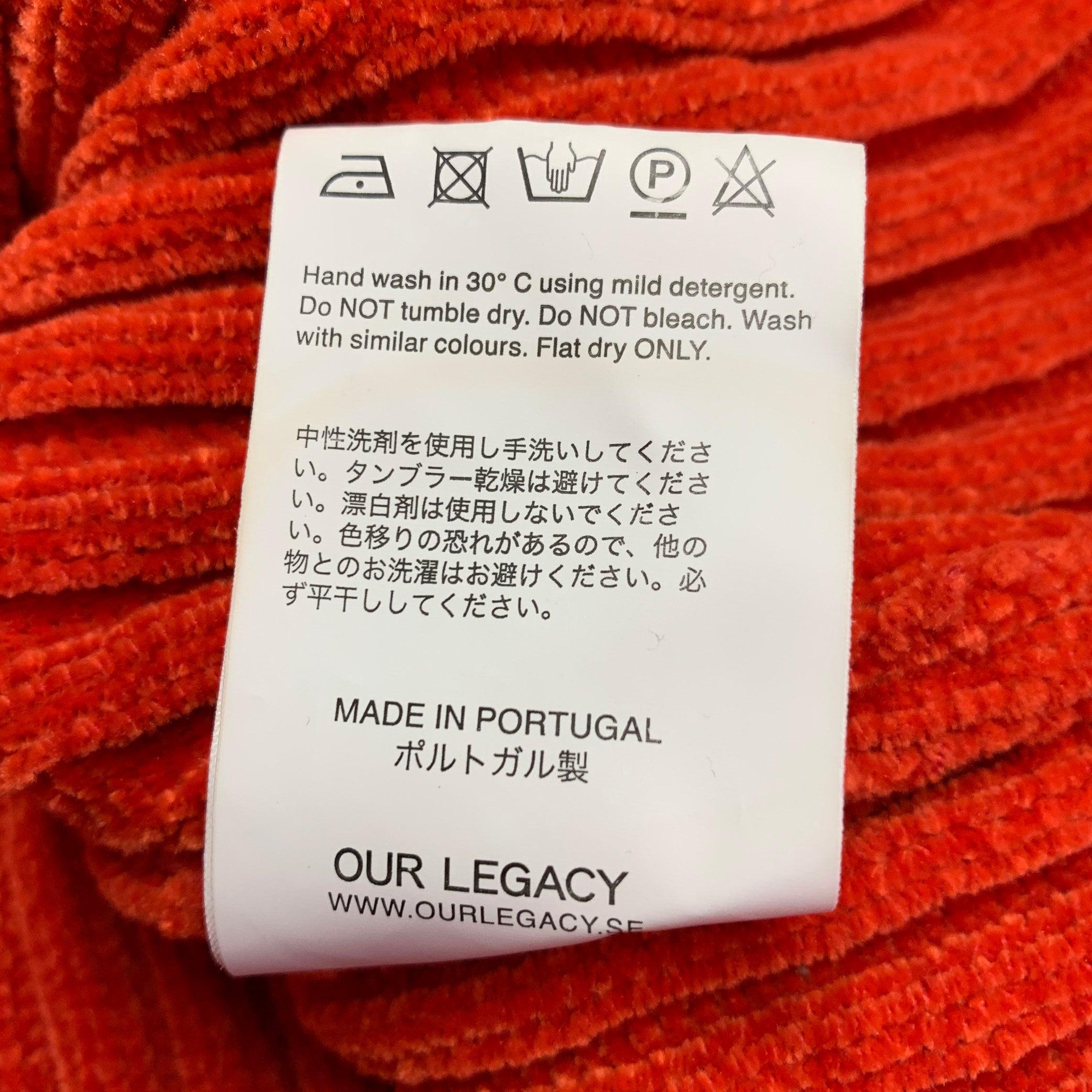 OUR LEGACY Size 40 Orange Chenille Ribbed Polyester Crew Neck Pullover For Sale 1
