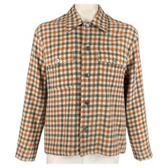 OUR LEGACY Size 42 Beige & Tan Checkered Alpaca / Wool Long Sleeve Shirt