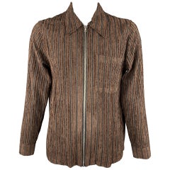 OUR LEGACY Size 42 Brown Striped Corduroy Zip Jacket