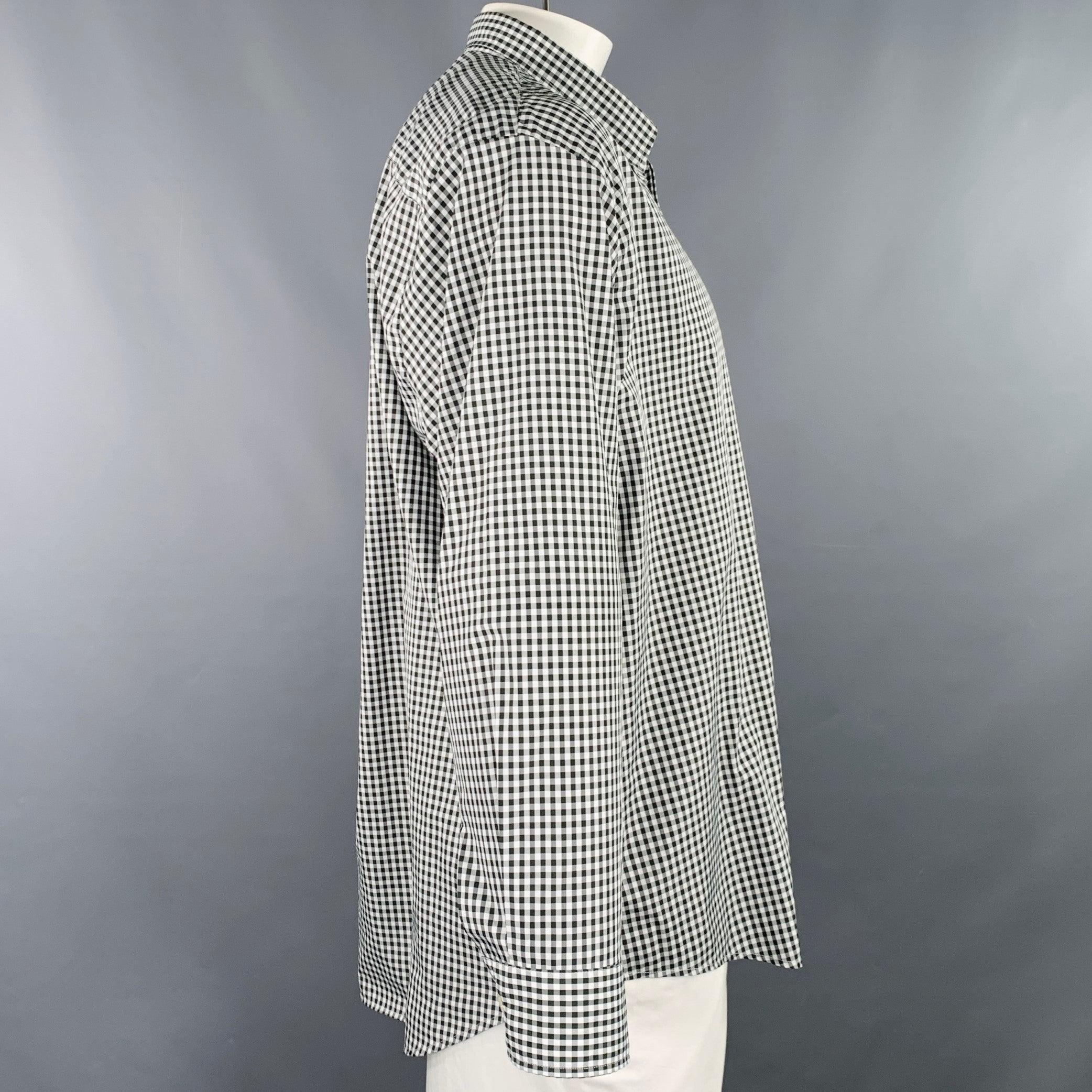 Gray OUR LEGACY Size 44 Black White Gingham Polyester One Pocket Long Sleeve Shirt For Sale