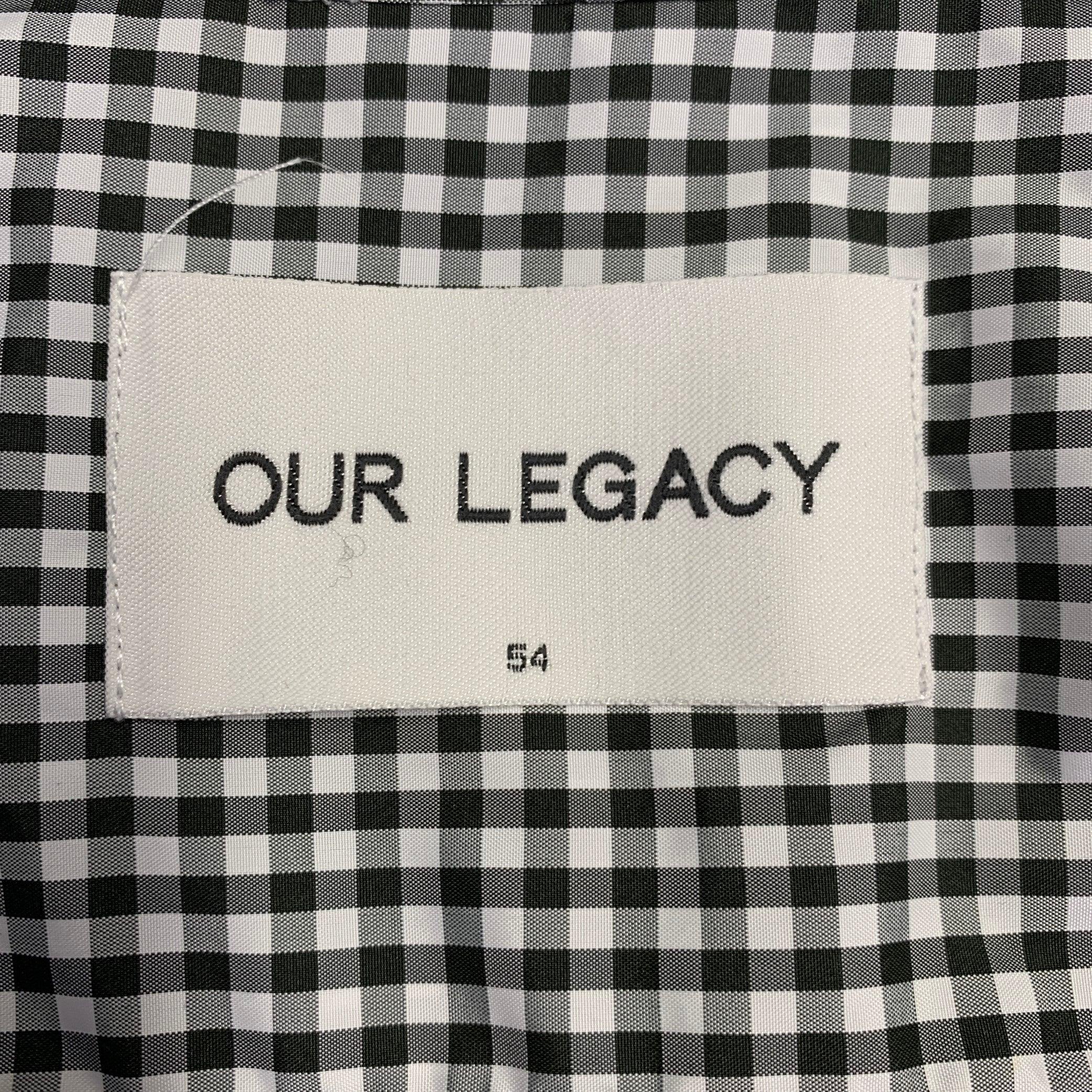 Men's OUR LEGACY Size 44 Black White Gingham Polyester One Pocket Long Sleeve Shirt For Sale