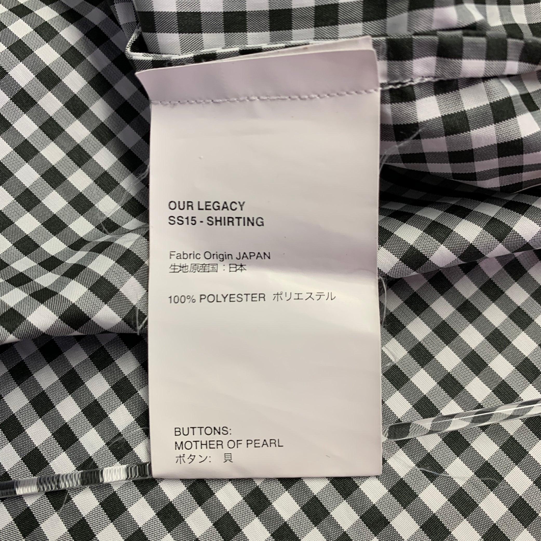OUR LEGACY Size 44 Black White Gingham Polyester One Pocket Long Sleeve Shirt For Sale 1