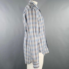 OUR LEGACY Size L Blue Grey Plaid Cotton Button Up Long Sleeve Shirt