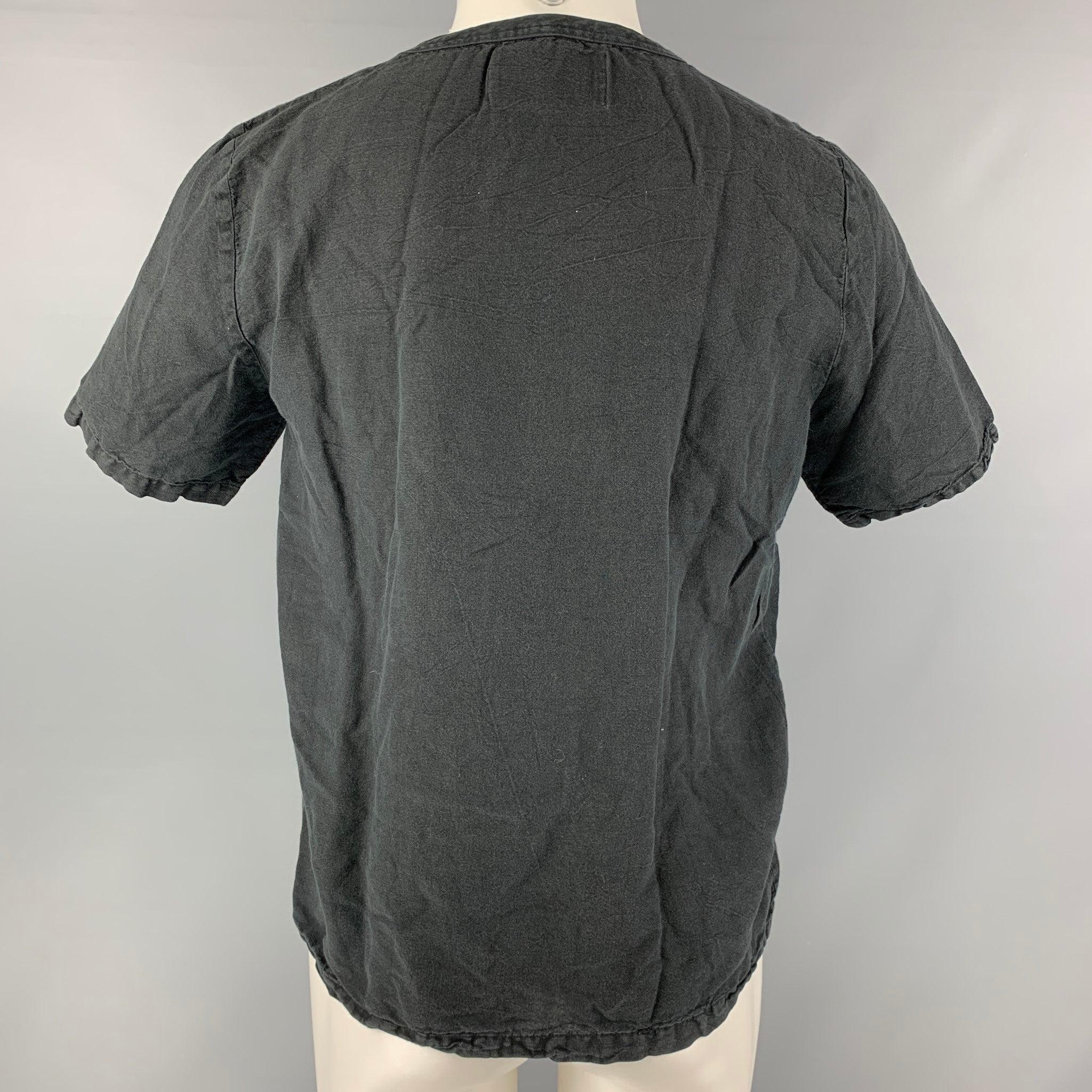 OUR LEGACY Size XS Black Linen &  Cotton Crew-Neck T-shirt In Good Condition For Sale In San Francisco, CA