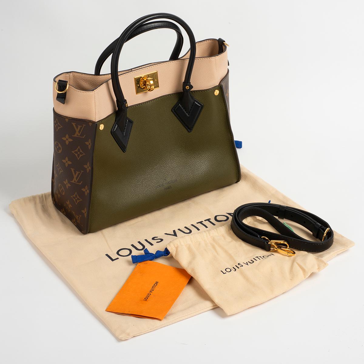 Our Louis Vuitton 'On My Side' Handbag in Laurier Green; Toffee Latte Beige In Excellent Condition For Sale In Canterbury, England