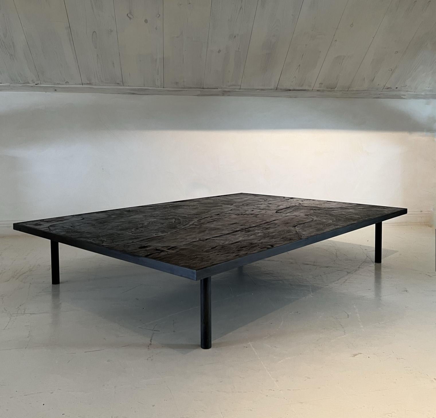Belgian Our Luna Coffeetable with Reclaimed Walnut and Marbleplaster