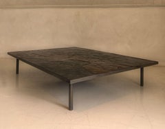 Our LUNA coffeetable with reclaimed walnut and marbleplaster