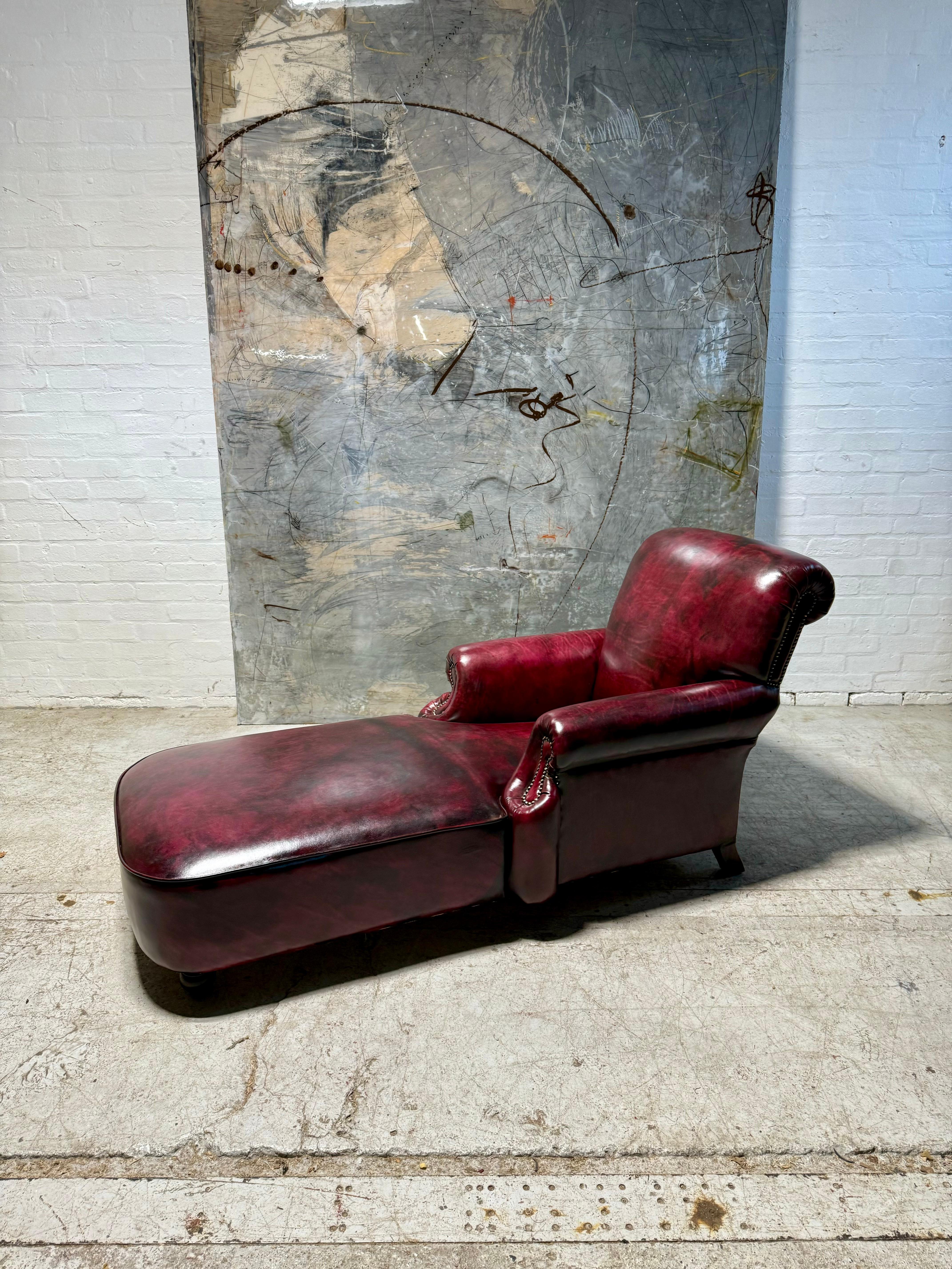 High Victorian Our Shelburne Daybed in Hand Dyed leathers For Sale
