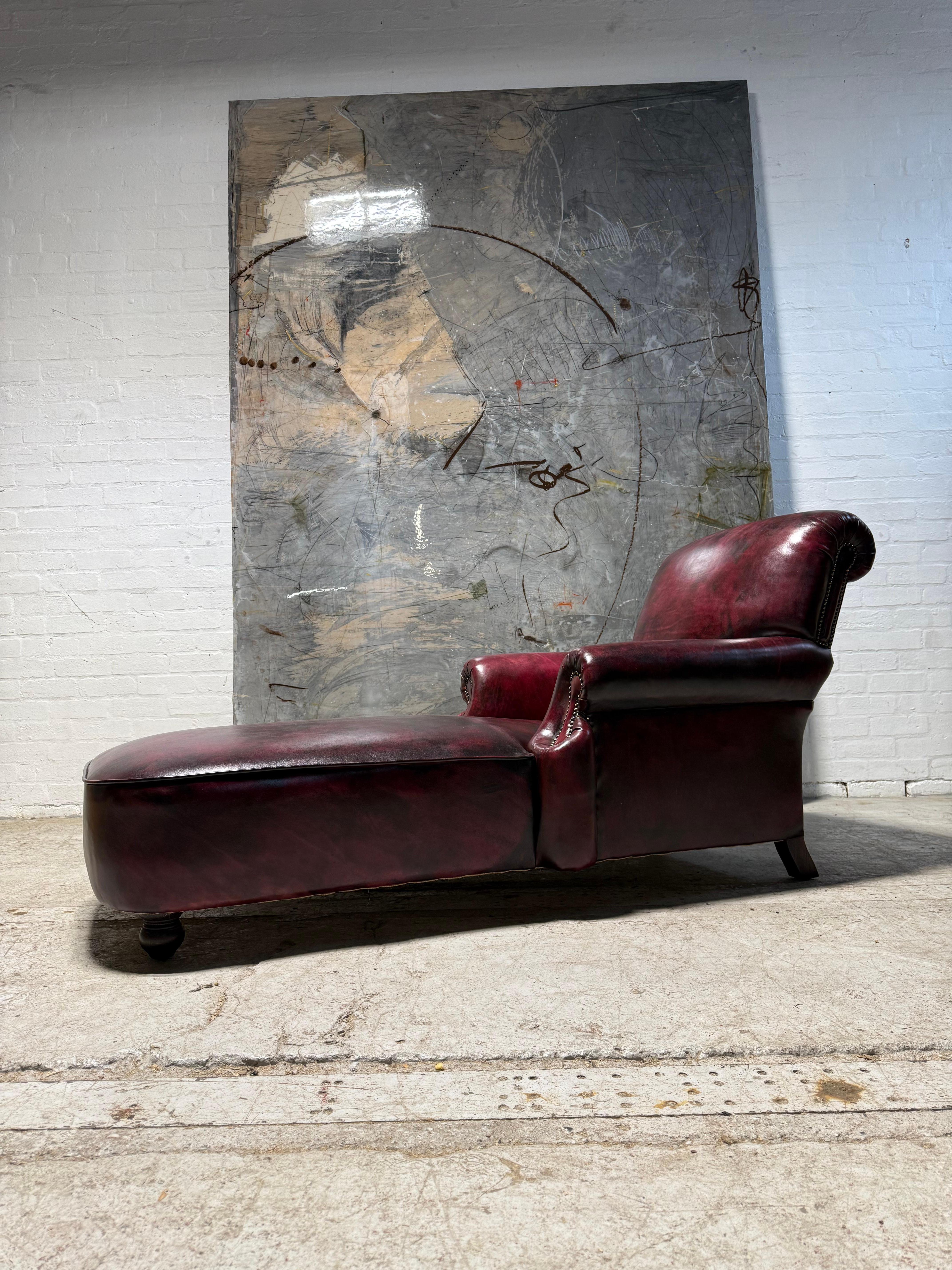 Beech Our Shelburne Daybed in Hand Dyed leathers For Sale