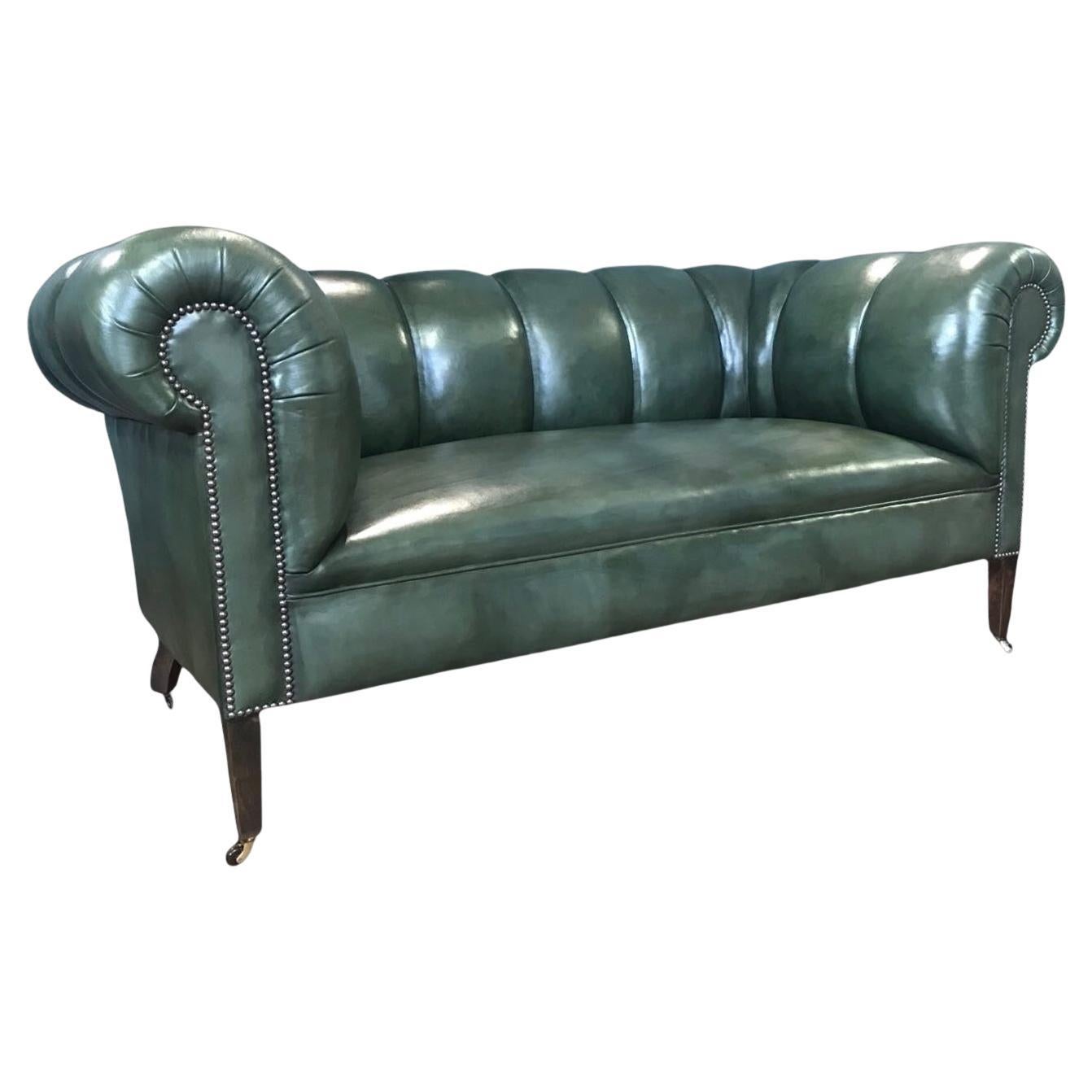 Our Signature Bank of England Sofa in Hand Dyed BOE GreenLeather
