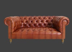 Our Signature Milena Chesterfield Sofa in Hand Dyed Whiskey Tan Leather